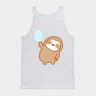 Cute Blue Cotton Candy Sloth Tank Top